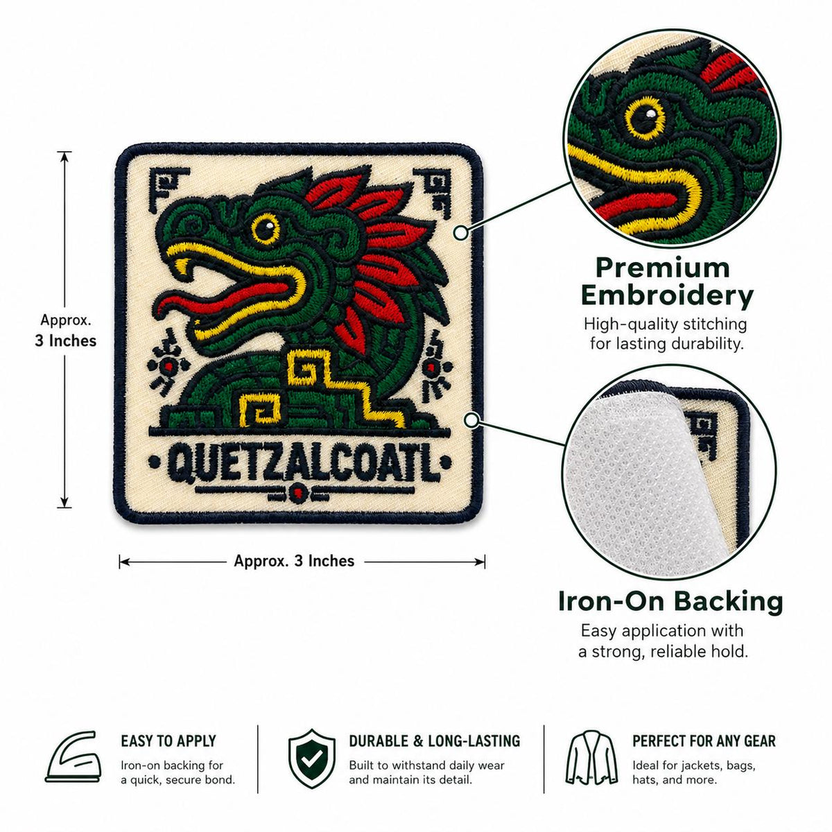 Quetzalcoatl Feathered Serpent Patch - image 3