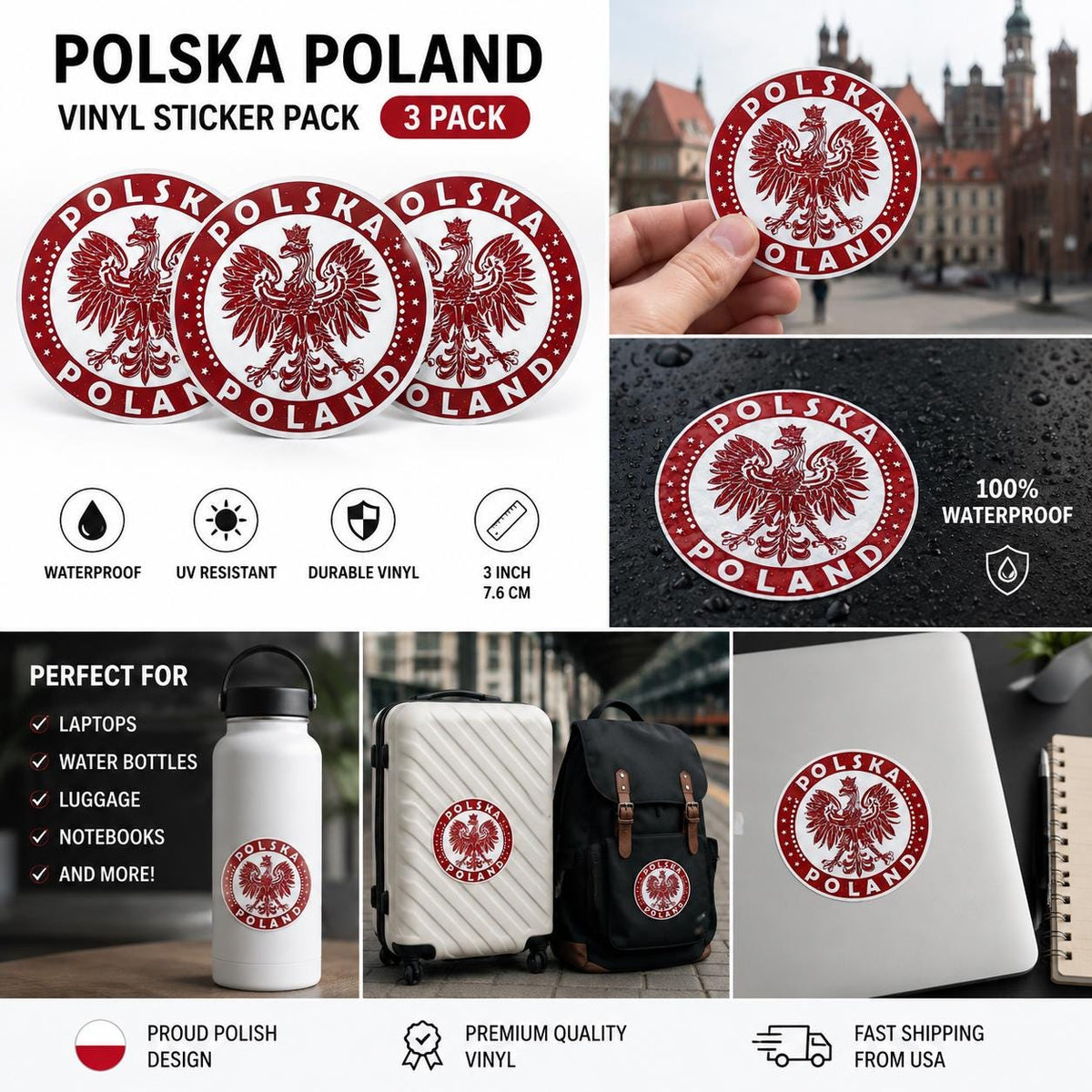 Poland Eagle Sticker 3-Pack - image 2